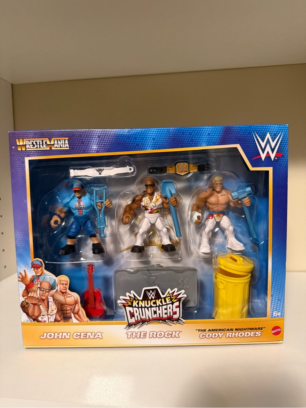 Knuckle Crunchers John Cena, The Rock & Cody Rhodes Action Figure Set New Sealed
